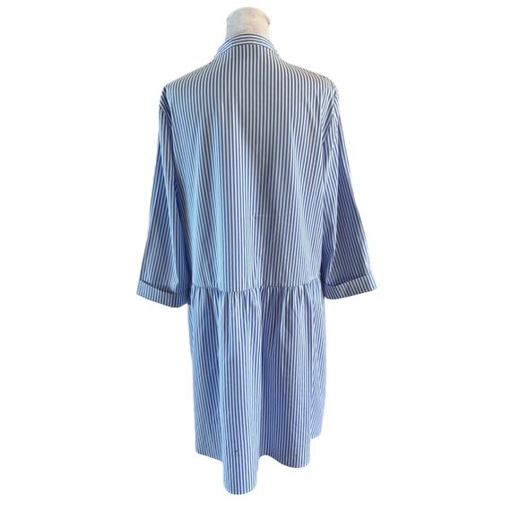Tuckernuck Blue Stripe Royal Shirt Dress Large button down collar Stretch EUC - Picture 7 of 14